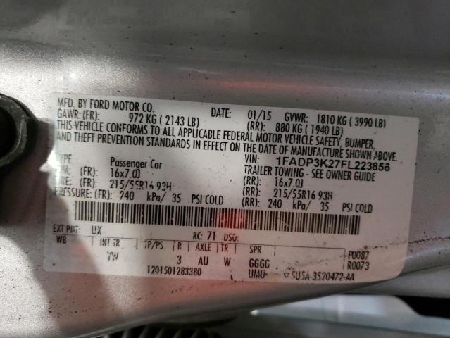 Photo 10 from auction – 2015 FORD FOCUS SE with VIN 1FADP3K27FL223856