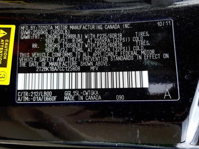 Photo 10 from auction – 2012 LEXUS RX 350 with VIN 2T2BK1BA7CC125808