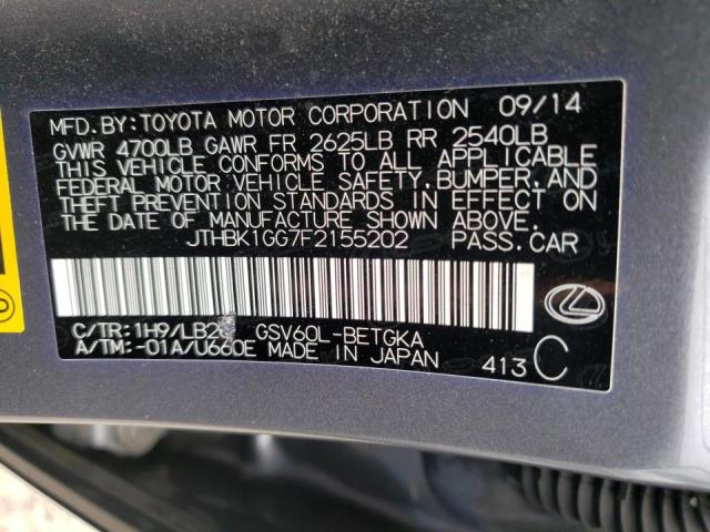 Photo 10 from auction – 2015 LEXUS ES 350 with VIN JTHBK1GG7F2155202