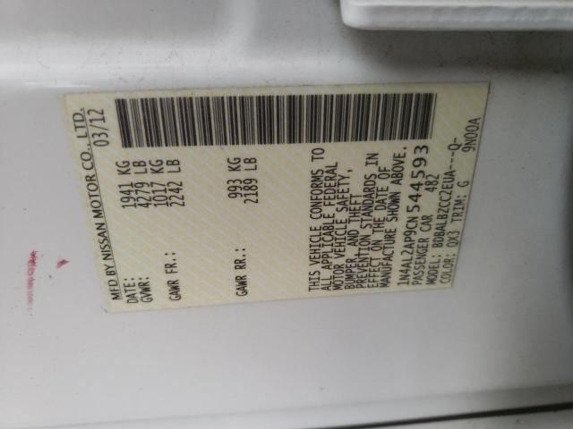 Photo 10 from auction – 2012 NISSAN ALTIMA BAS with VIN 1N4AL2AP9CN544593