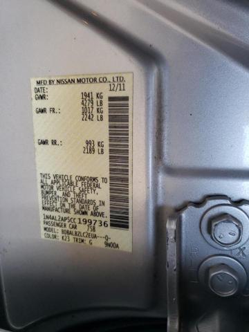 Photo 10 from auction – 2012 NISSAN ALTIMA BAS with VIN 1N4AL2AP5CC199736