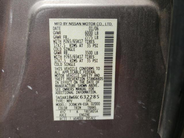 Photo 10 from auction – 2006 NISSAN PATHFINDER with VIN 5N1AR18W66C632285