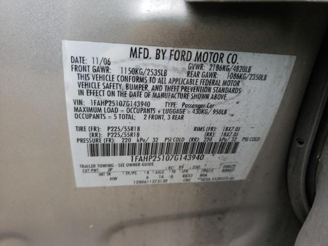 Photo 10 from auction – 2007 FORD FIVE HUNDR with VIN 1FAHP25107G143940