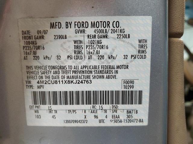 Photo 10 from auction – 2008 MERCURY MARINER with VIN 4M2CU811X8KJ24763