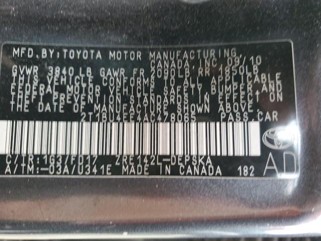 Фото 10 с аукциона – 2010 TOYOTA COROLLA BA с VIN 2T1BU4EE4AC478065