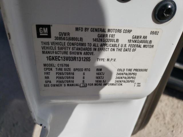 Photo 10 from auction – 2003 GMC YUKON with VIN 1GKEC13V03R131265