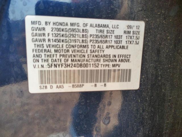 Photo 10 from auction – 2013 HONDA PILOT LX with VIN 5FNYF3H24DB001152