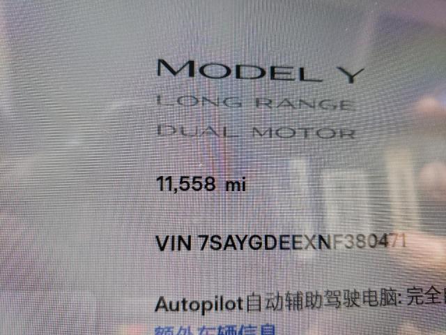 Photo 8 from auction – 2022 TESLA MODEL Y with VIN 7SAYGDEEXNF380471