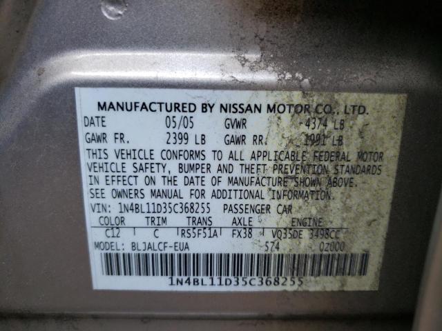 Photo 10 from auction – 2005 NISSAN ALTIMA with VIN 1N4BL11D35C368255
