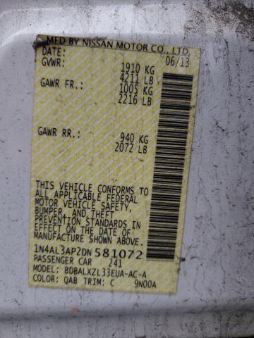 Photo 10 from auction – 2013 NISSAN ALTIMA 2.5 with VIN 1N4AL3AP2DN581072