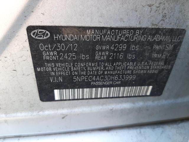 Photo 10 from auction – 2013 HYUNDAI SONATA SE with VIN 5NPEC4AC3DH633999