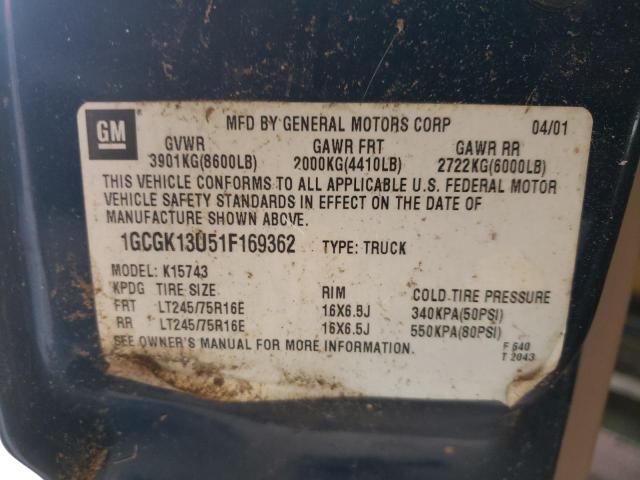 Photo 10 from auction – 2001 CHEVROLET SILVERADO with VIN 1GCGK13U51F169362