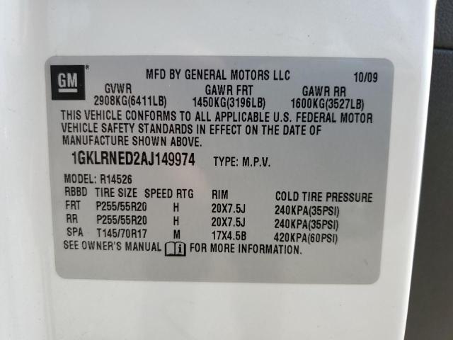Photo 10 from auction – 2010 GMC ACADIA SLT with VIN 1GKLRNED2AJ149974
