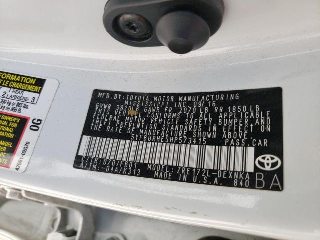 Photo 10 from auction – 2017 TOYOTA COROLLA L with VIN 5YFBURHE5HP573415