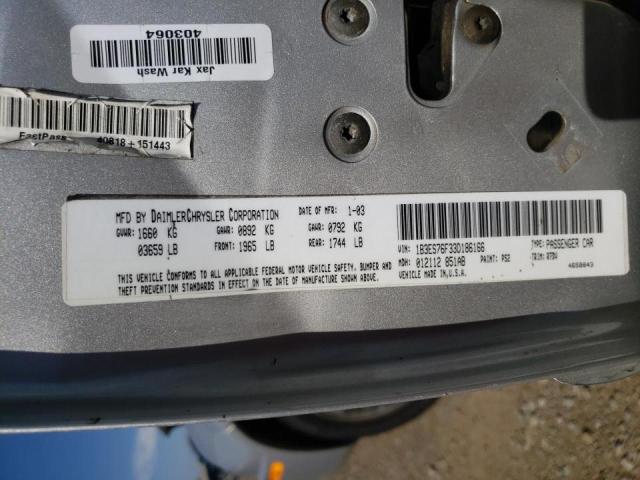 Photo 10 from auction – 2003 DODGE NEON R/T with VIN 1B3ES76F33D186166