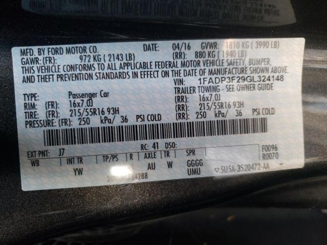 Photo 10 from auction – 2016 FORD FOCUS SE with VIN 1FADP3F29GL324148