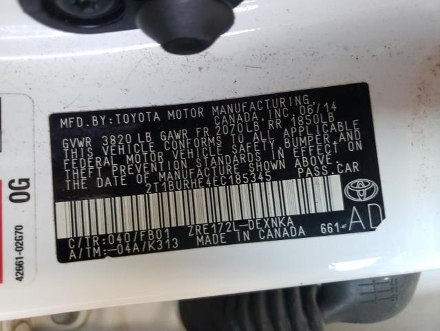 Photo 10 from auction – 2014 TOYOTA COROLLA L with VIN 2T1BURHE4EC185345