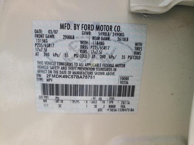 Photo 10 from auction – 2007 FORD EDGE SEL P with VIN 2FMDK49C57BA75751