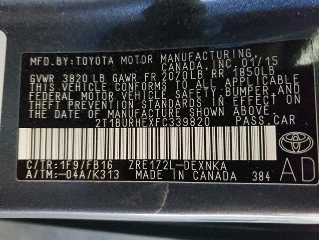 Photo 10 from auction – 2015 TOYOTA COROLLA L with VIN 2T1BURHEXFC339820