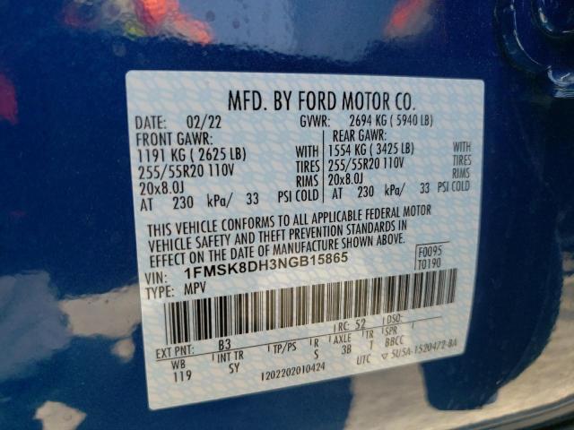 Photo 10 from auction – 2022 FORD EXPLORER X with VIN 1FMSK8DH3NGB15865