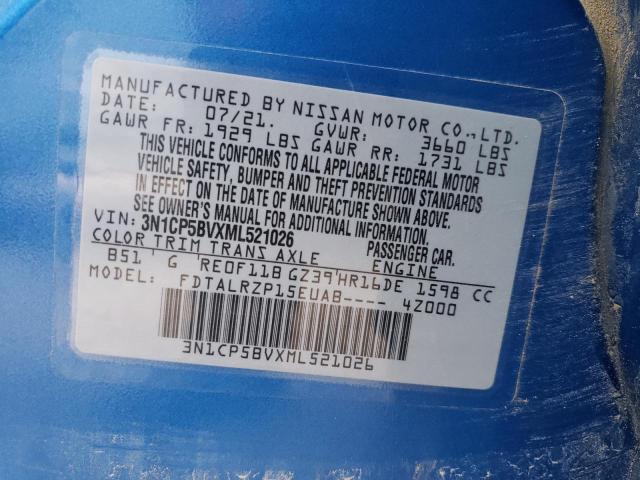 Photo 10 from auction – 2021 NISSAN KICKS S with VIN 3N1CP5BVXML521026