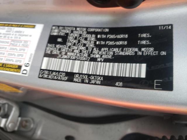 Photo 10 from auction – 2015 LEXUS GX 460 with VIN JTJBM7FXXF5100612