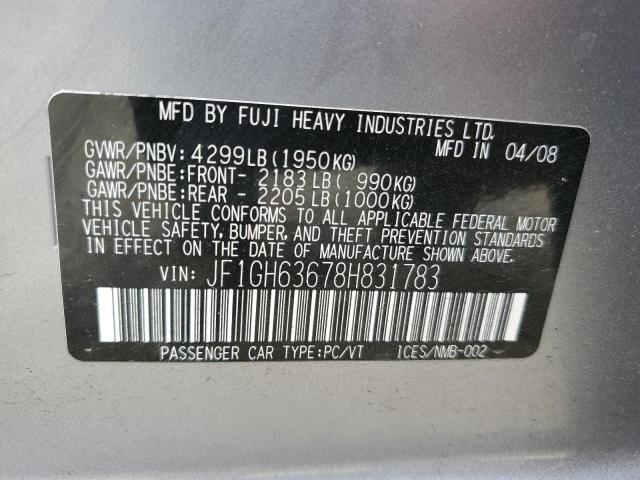 Photo 10 from auction – 2008 SUBARU IMPREZA OU with VIN JF1GH63678H831783