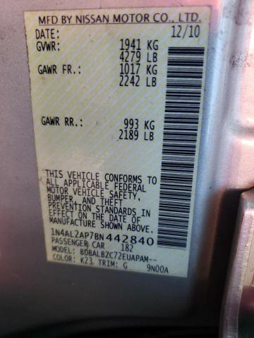 Photo 10 from auction – 2011 NISSAN ALTIMA BAS with VIN 1N4AL2AP7BN442840