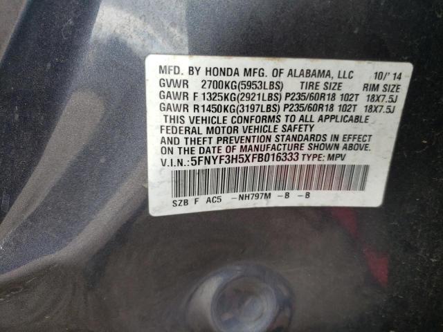 Photo 10 from auction – 2015 HONDA PILOT EXL with VIN 5FNYF3H5XFB016333