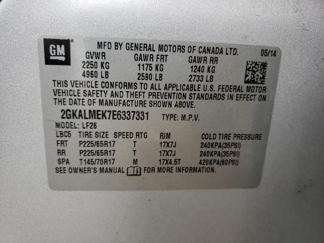 Photo 10 from auction – 2014 GMC TERRAIN SL with VIN 2GKALMEK7E6337331