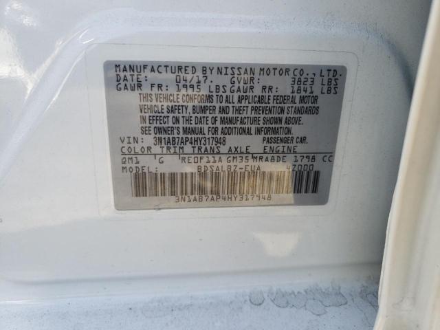 Photo 10 from auction – 2017 NISSAN SENTRA S with VIN 3N1AB7AP4HY317948