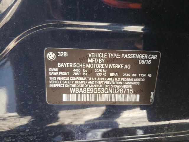 Photo 10 from auction – 2016 BMW 328 I SULE with VIN WBA8E9G53GNU28715