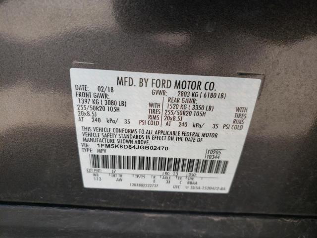 Photo 10 from auction – 2018 FORD EXPLORER X with VIN 1FM5K8D84JGB02470