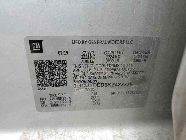 Photo 10 from auction – 2019 CHEVROLET SILVERADO with VIN 1GCUYDED6KZ427775