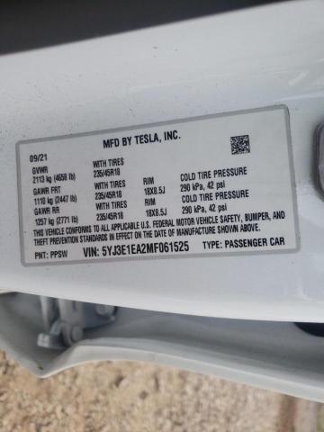 Photo 10 from auction – 2021 TESLA MODEL 3 with VIN 5YJ3E1EA2MF061525