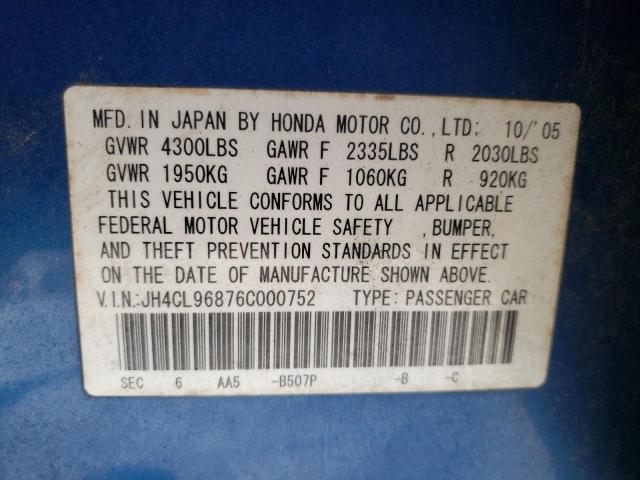 Photo 10 from auction – 2006 ACURA TSX with VIN JH4CL96876C000752