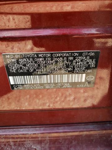 Photo 10 from auction – 2007 LEXUS ES 350 with VIN JTHBJ46G772037884