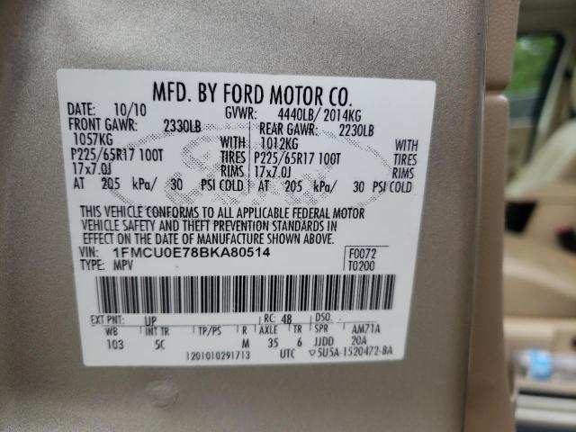 Photo 10 from auction – 2011 FORD ESCAPE LIM with VIN 1FMCU0E78BKA80514