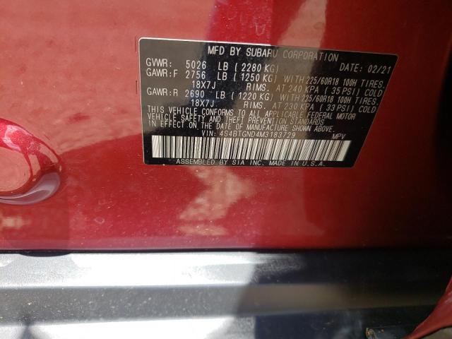 Photo 10 from auction – 2021 SUBARU OUTBACK LI with VIN 4S4BTGND4M3183729
