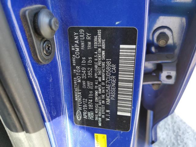 Photo 10 from auction – 2012 HYUNDAI ACCENT GLS with VIN KMHCU5AE7CU058981