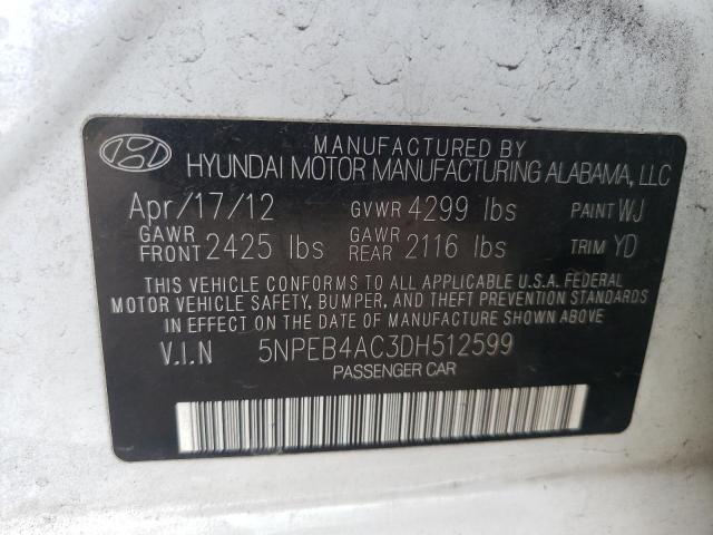 Photo 10 from auction – 2013 HYUNDAI SONATA GLS with VIN 5NPEB4AC3DH512599