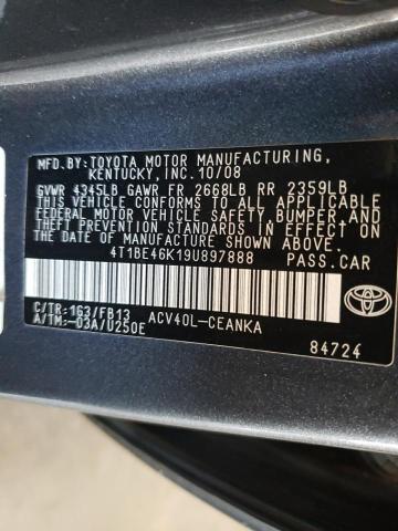 Photo 10 from auction – 2009 TOYOTA CAMRY BASE with VIN 4T1BE46K19U897888