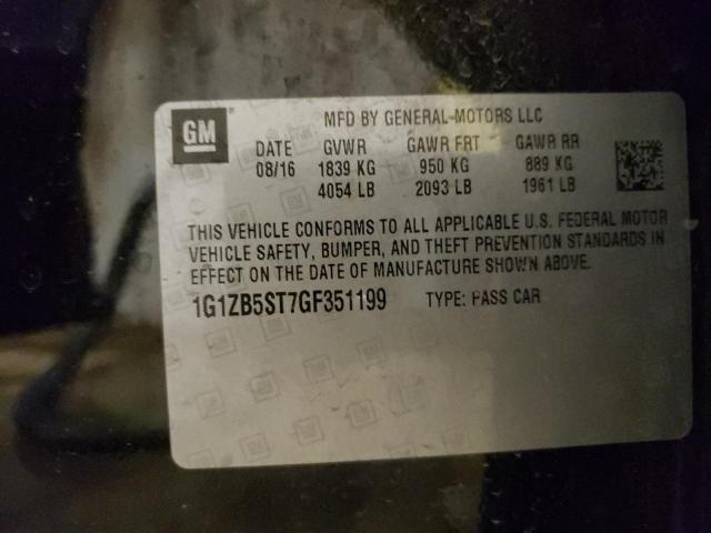 Photo 10 from auction – 2016 CHEVROLET MALIBU LS with VIN 1G1ZB5ST7GF351199