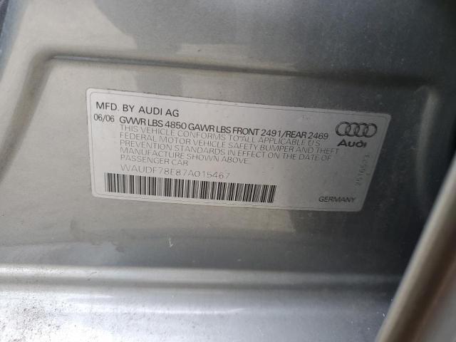 Photo 10 from auction – 2007 AUDI A4 2.0T QU with VIN WAUDF78E87A015467