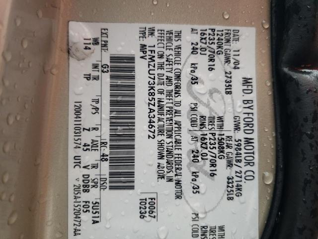Photo 10 from auction – 2005 FORD EXPLORER X with VIN 1FMZU73K85ZA34672