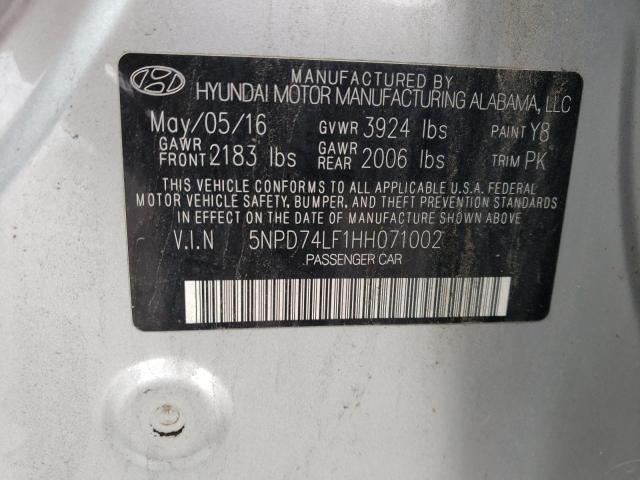 Photo 10 from auction – 2017 HYUNDAI ELANTRA SE with VIN 5NPD74LF1HH071002
