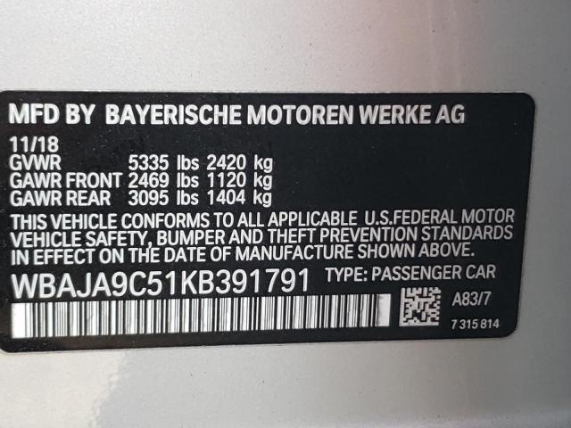 Photo 10 from auction – 2019 BMW 530E with VIN WBAJA9C51KB391791