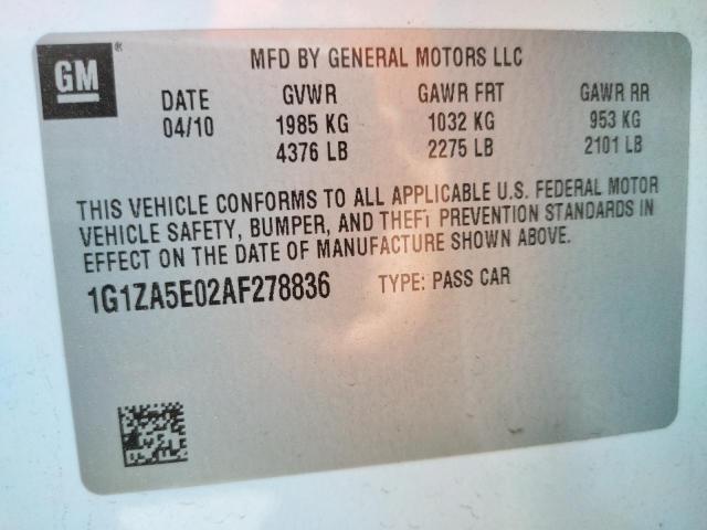 Photo 10 from auction – 2010 CHEVROLET MALIBU LS with VIN 1G1ZA5E02AF278836