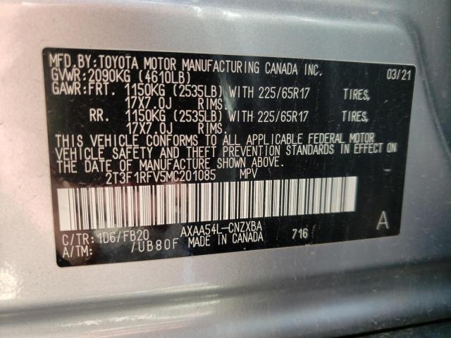 Photo 10 from auction – 2021 TOYOTA RAV4 LE with VIN 2T3F1RFV5MC201085