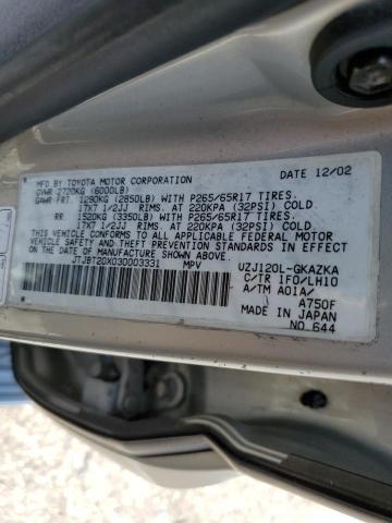 Photo 10 from auction – 2003 LEXUS GX 470 with VIN JTJBT20X030003331